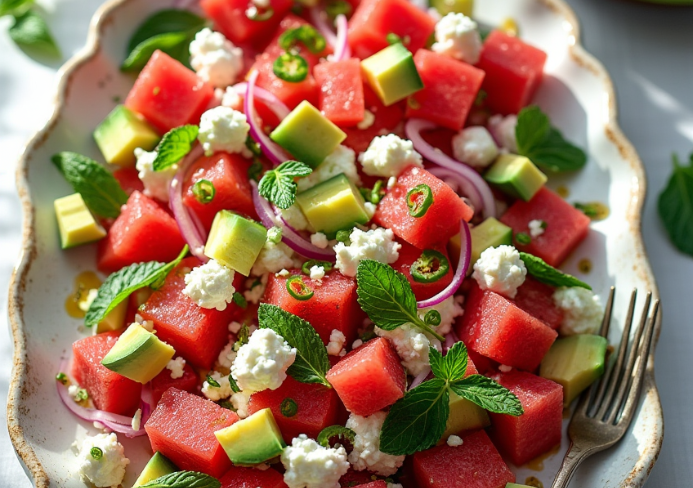 Refreshing watermelon feta salad