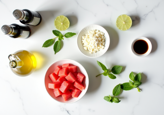 Watermelon feta mint salad