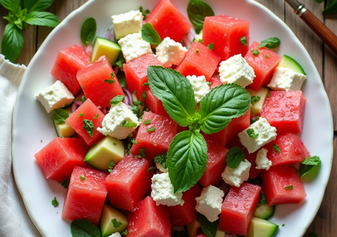 Watermelon and feta salad