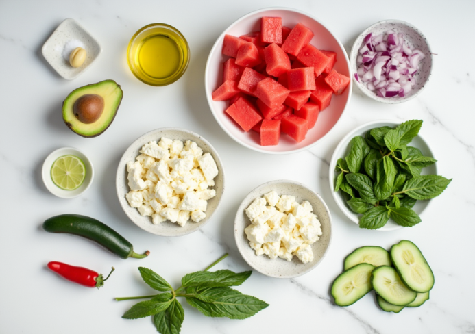 Watermelon and feta salad