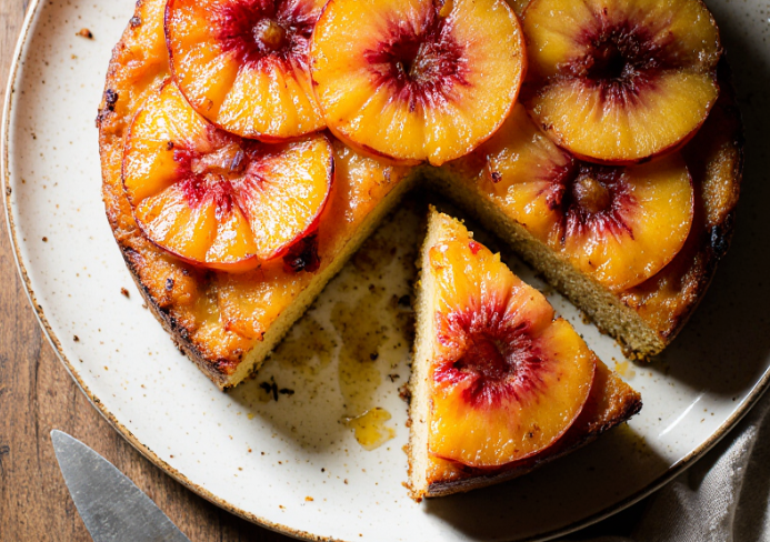 peach upside-down cake