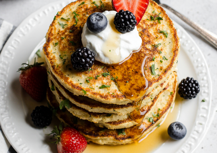 Zucchini Greek Yogurt Pancakes