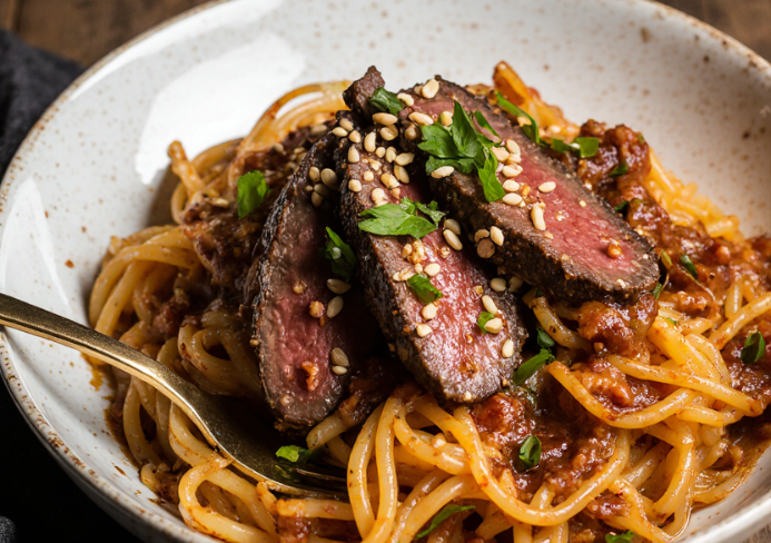 garlic steak pasta