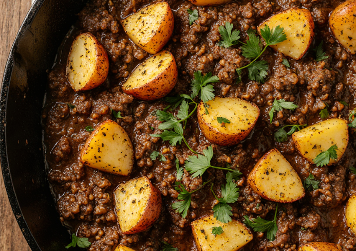One-Skillet Ground Beef and Potatoes – So Simple & Tasty!
