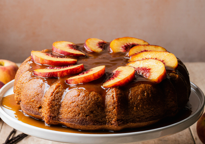 caramelized peach upside-down cake