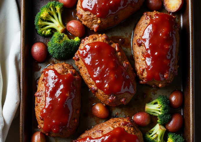 sheet pan mini meatloaves