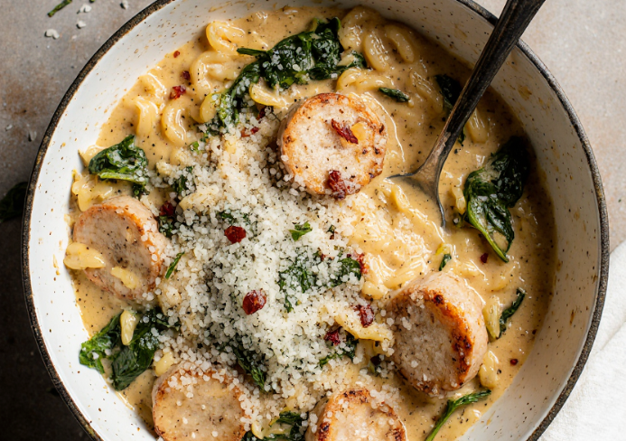 chicken sausage orzo