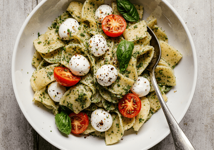 pesto caprese pasta salad