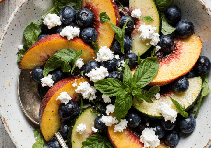 blueberry peach feta salad