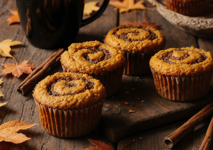 Mini Pumpkin Bread with Cinnamon Swirl