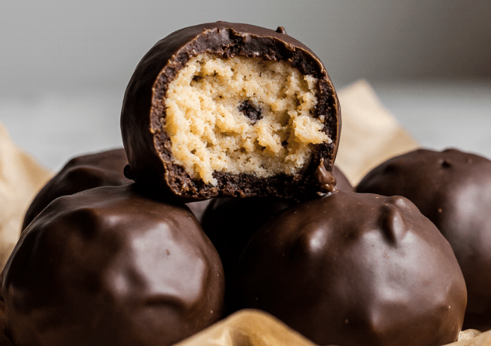Healthy Chocolate Covered Cookie Dough Balls