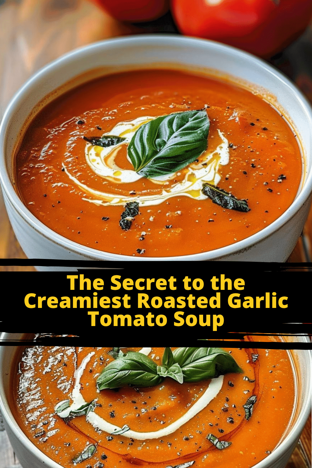 Bowl of Vegan Creamy Roasted Garlic Tomato Soup