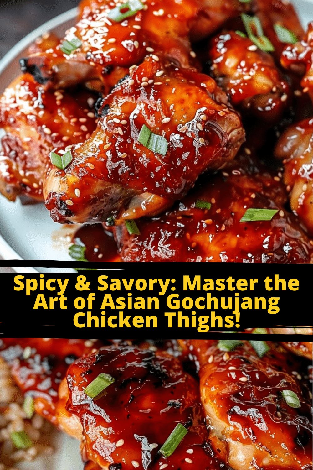 Oven-Baked Gochujang Chicken Meal Oven-baked Asian Gochujang Chicken Thighs with rice