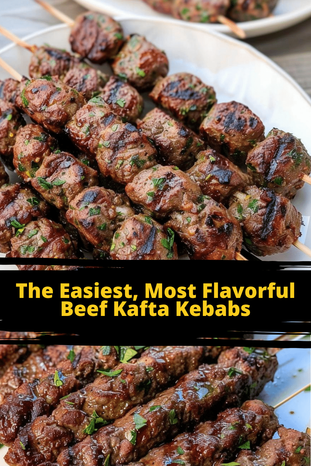 Platters of Middle Eastern Kafta Kebabs Middle Eastern Beef Kafta Kebabs served on a platter