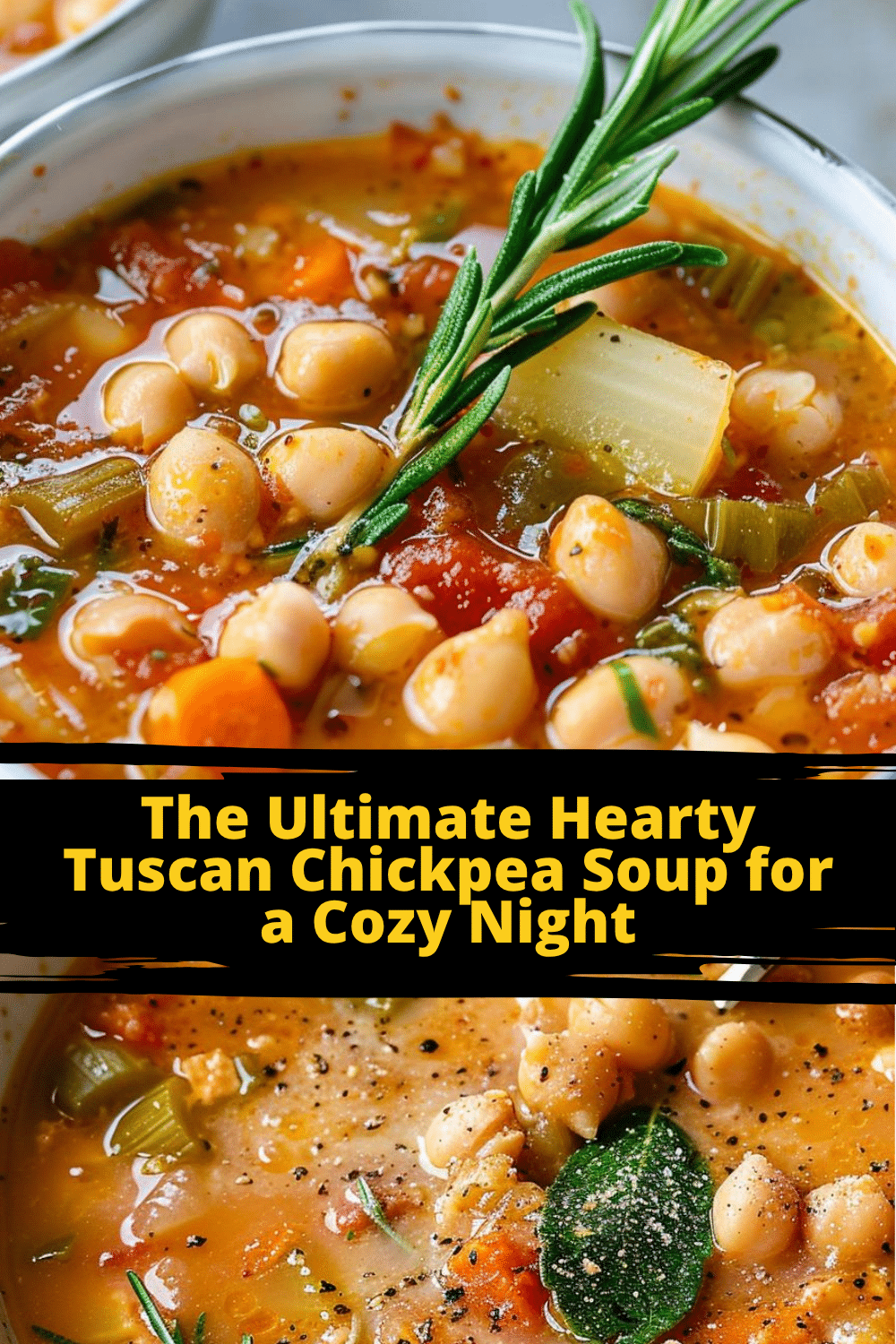 Homemade Tuscan Chickpea Soup in a Pot