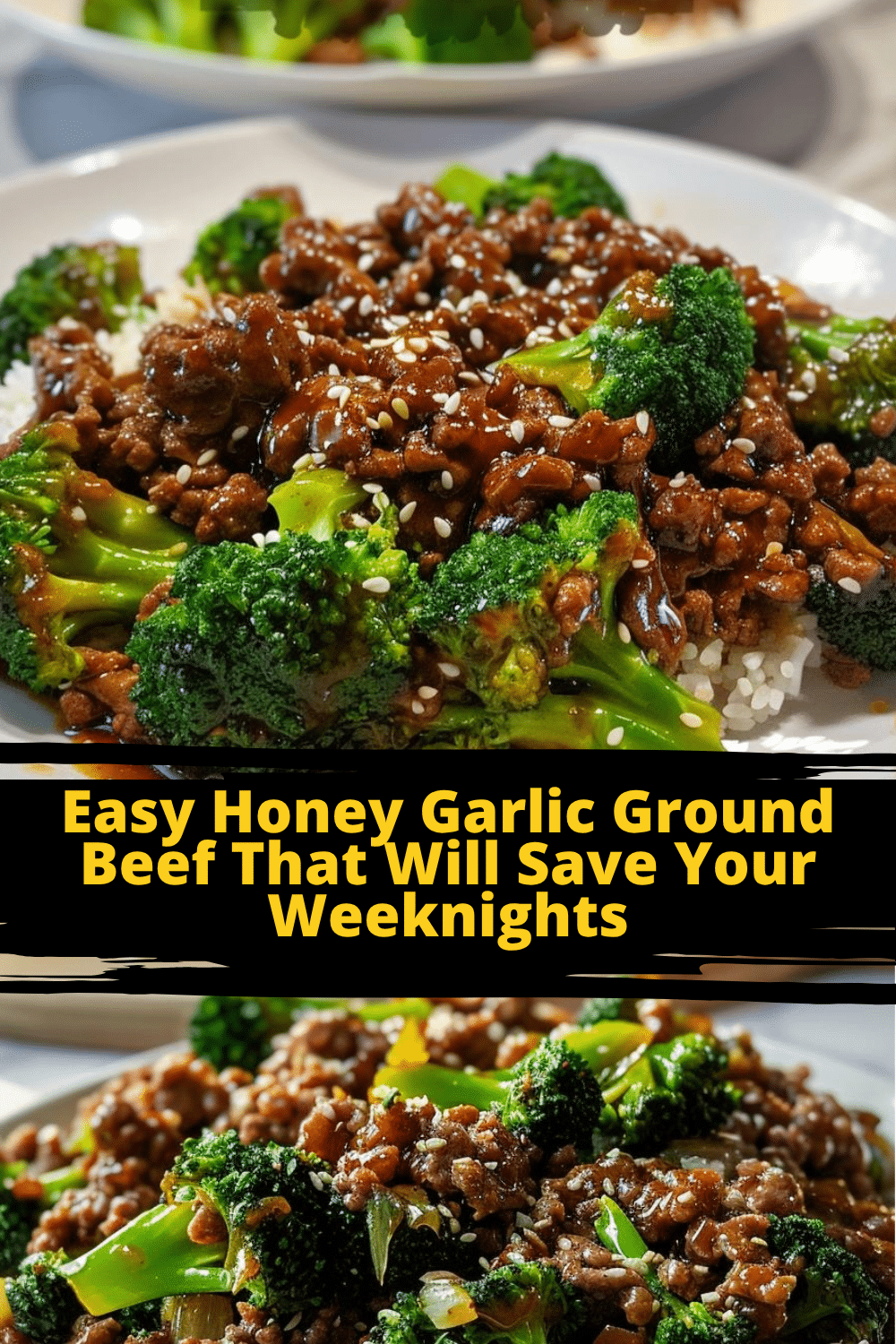 Fast Honey Garlic Beef Stir-Fry with Broccoli served with rice
