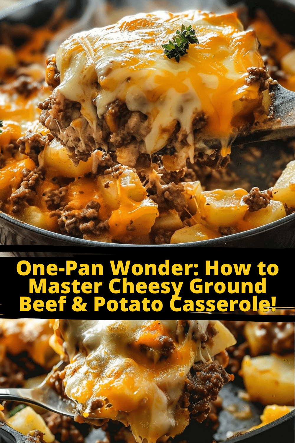 Layered Potato and Ground Beef Casserole Topped with Cheese