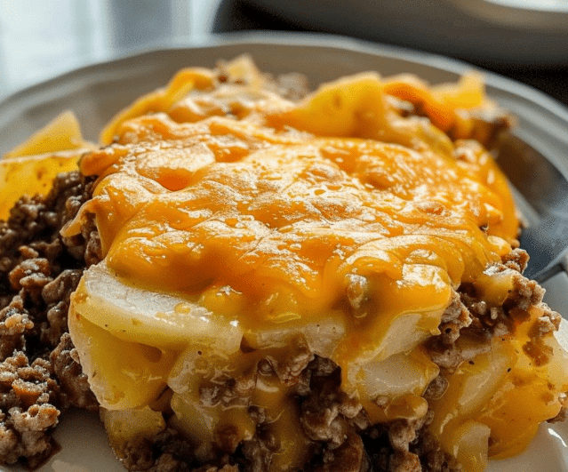 Cheesy Ground Beef & Potato Casserole (One-Pan Dinner!)