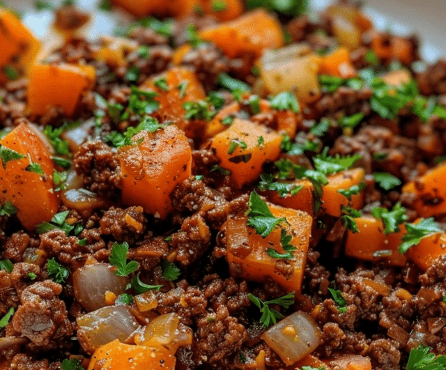 Ground Beef and Sweet Potato Skillet
