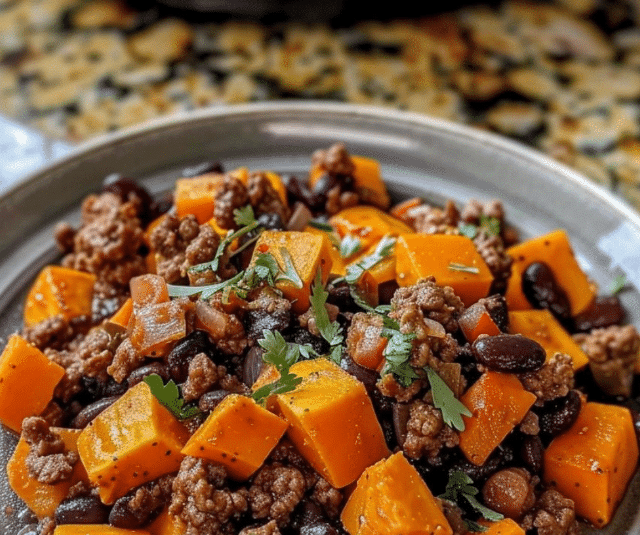 Southwest Beef and Sweet Potato Skillet