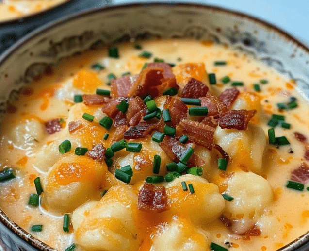 Bacon Cheddar Gnocchi Soup , Creamy, Cheesy & Cozy Comfort Food