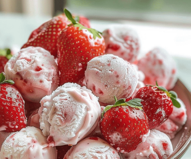 Frozen Strawberry Yogurt Clusters - Healthy No Bake Dessert Recipe!