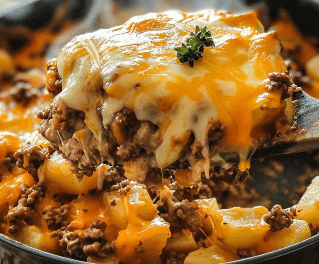 Cheesy Ground Beef & Potato Casserole (One-Pan Dinner!)