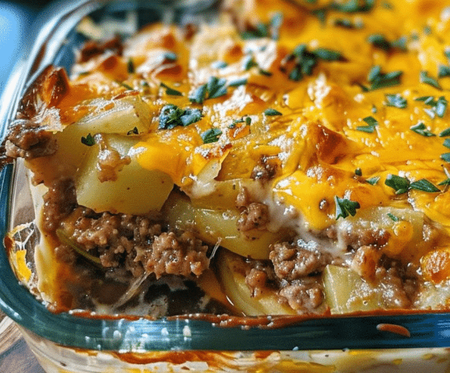 Easy Cheesy Hamburger Potato Casserole Recipe