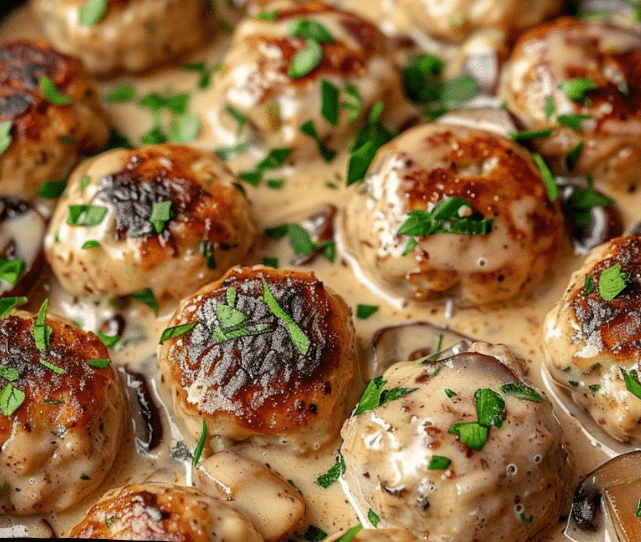 Creamy Mushroom Chicken Meatballs (30-Minutes)