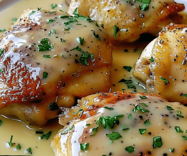 Herb-Infused Creamy Chicken Thighs Bobby Flay's Creamy Chicken Thighs Recipe