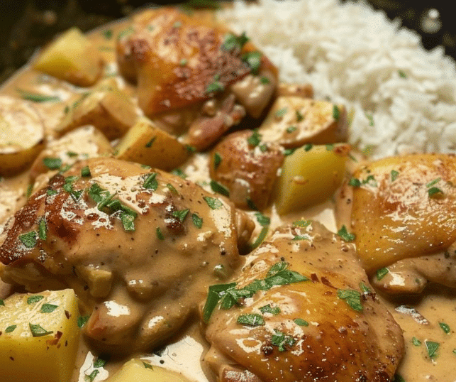 Delicious Coconut Milk Chicken Thighs Chicken Thighs With Coconut Milk And Diced Potatoes