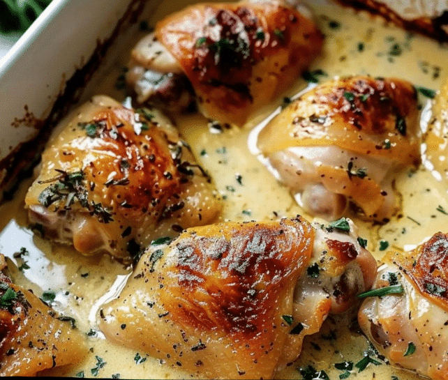 Creamy Oven Baked Chicken Thighs