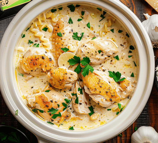 4 Ingredient Crockpot Garlic Parm Chicken