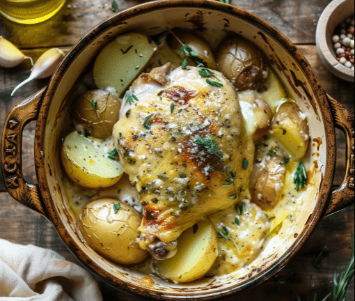 Crockpot Garlic Parmesan Chicken and Potatoes – Creamy, Cheesy & So Easy!