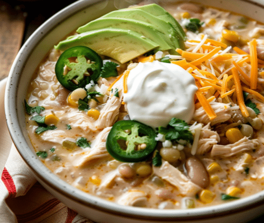 Hearty & Creamy Crockpot White Chicken Chilli