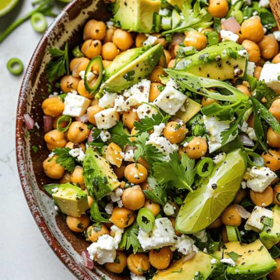 Chickpea Feta Avocado Salad