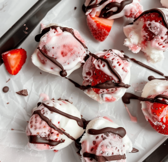 Frozen Strawberry Yogurt Clusters - Healthy No Bake Dessert Recipe!