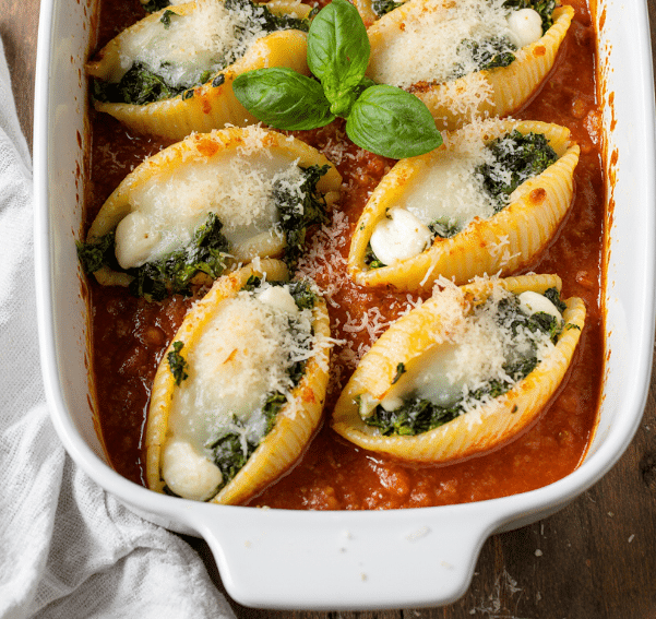 Easy Spinach and Ricotta Stuffed Shells