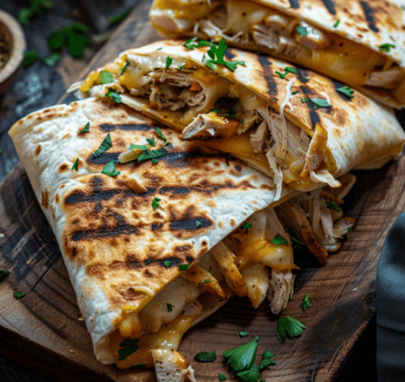 Ooey-Gooey Cheesy Garlic Chicken Wraps You’ll Devour