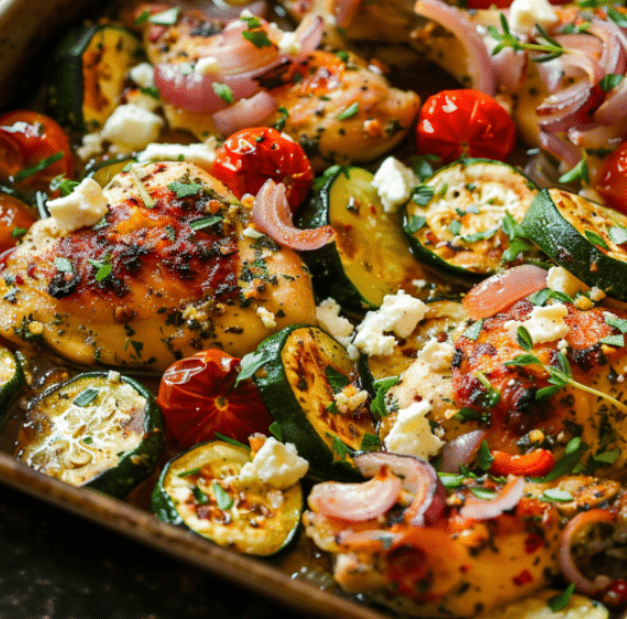 Sheet Pan Mediterranean Chicken & Zucchini