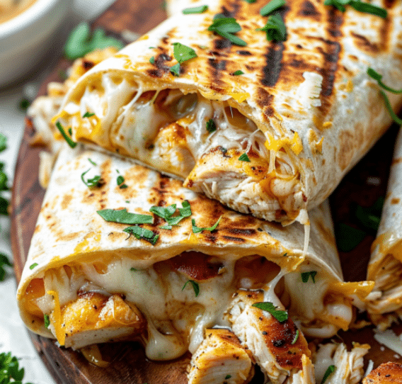 Cheesy Garlic Chicken Wraps