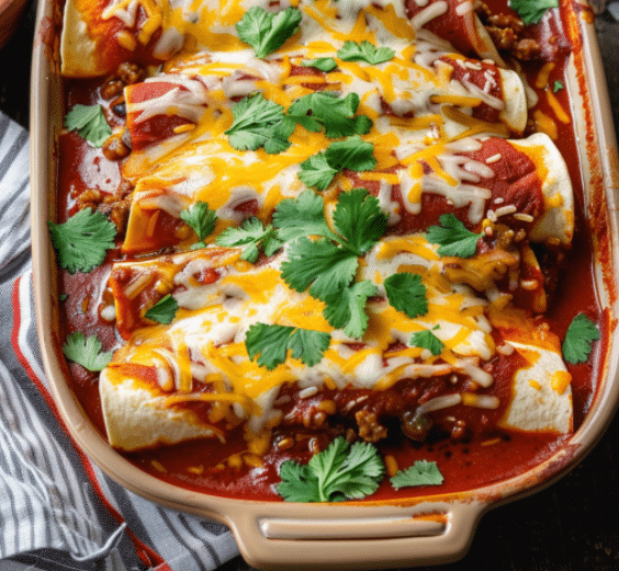 Easy Cheesy Ground Beef Enchiladas