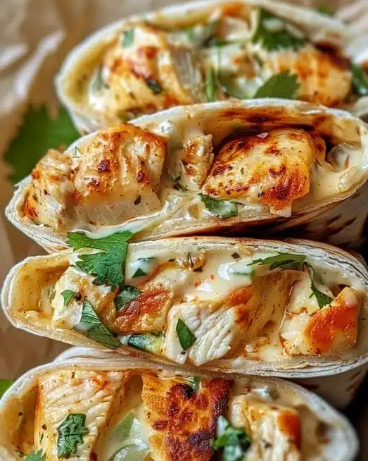 Cheesy Garlic Chicken Wraps