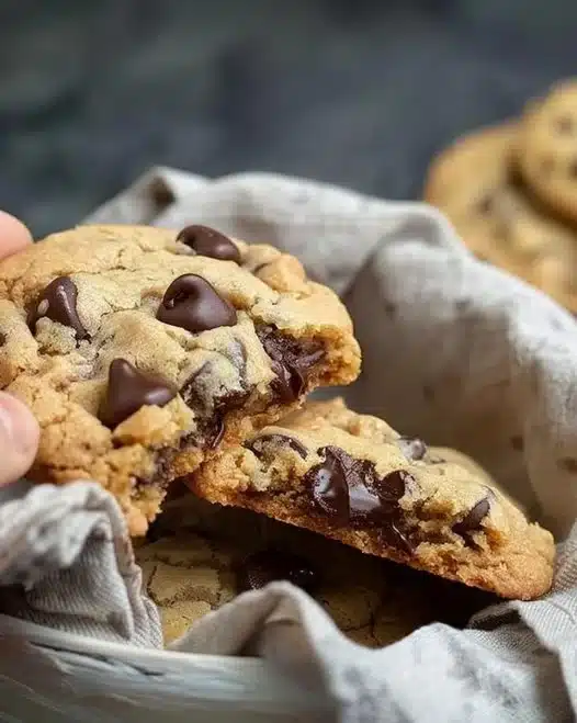 Plate of chewy vegan chocolate chip cookies fresh out of the oven