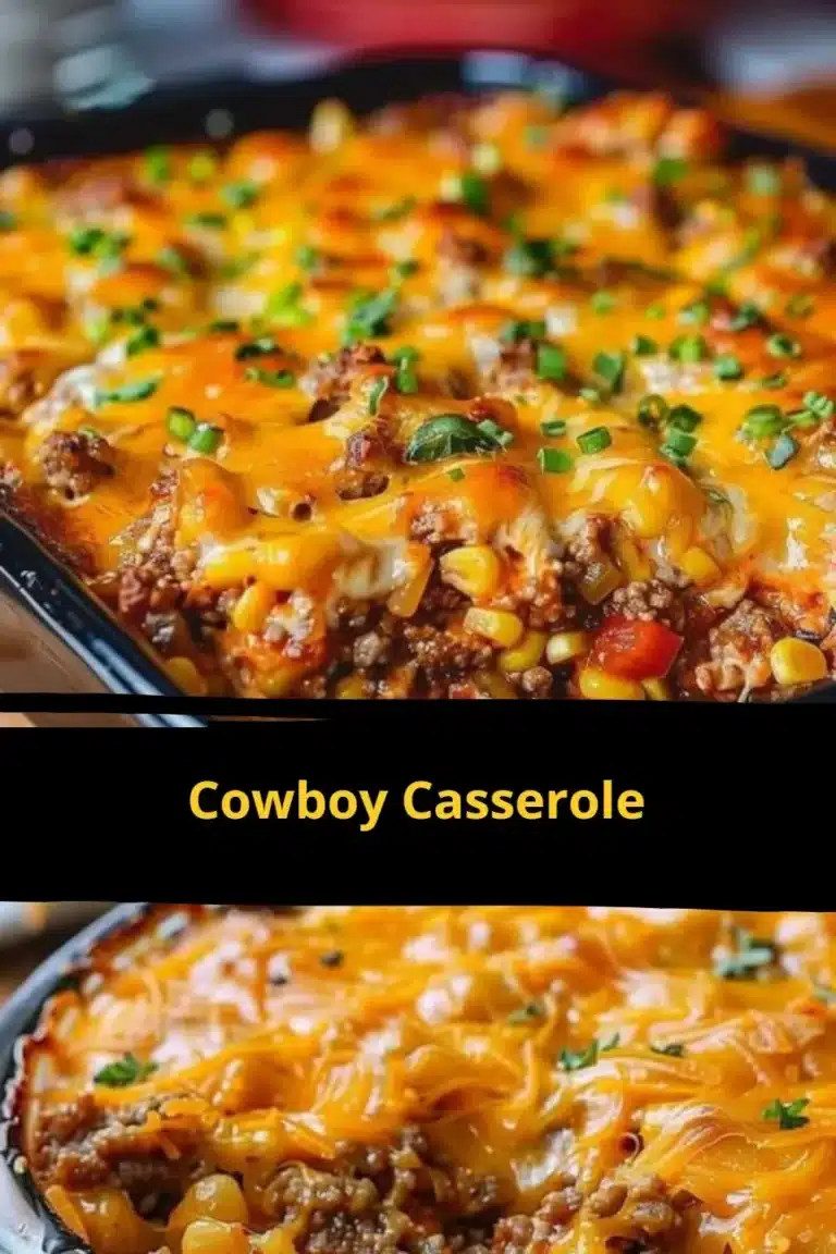 Delicious Cowboy Casserole served in a rustic dish