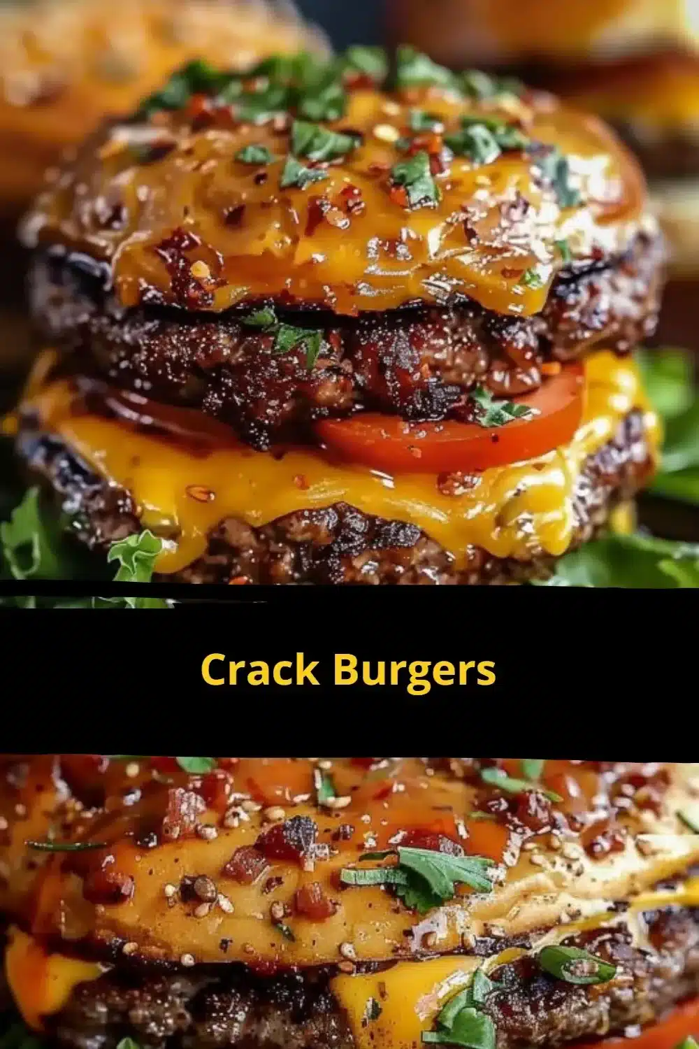 Delicious Crack Burger served with toppings and sides.