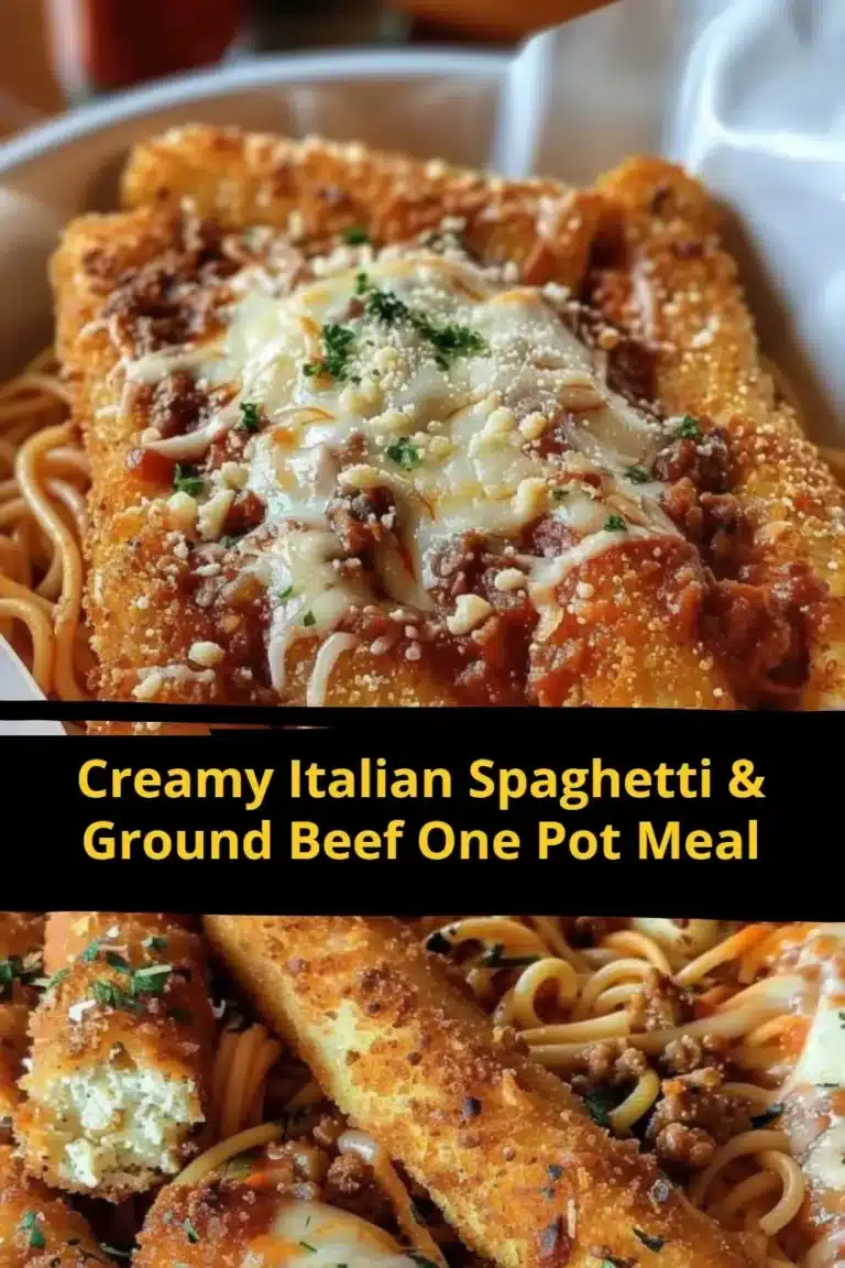 Creamy Italian spaghetti with ground beef in a one pot meal