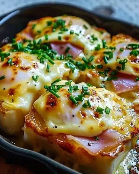 Delicious Eggs Benedict Casserole baked to perfection for a perfect brunch.