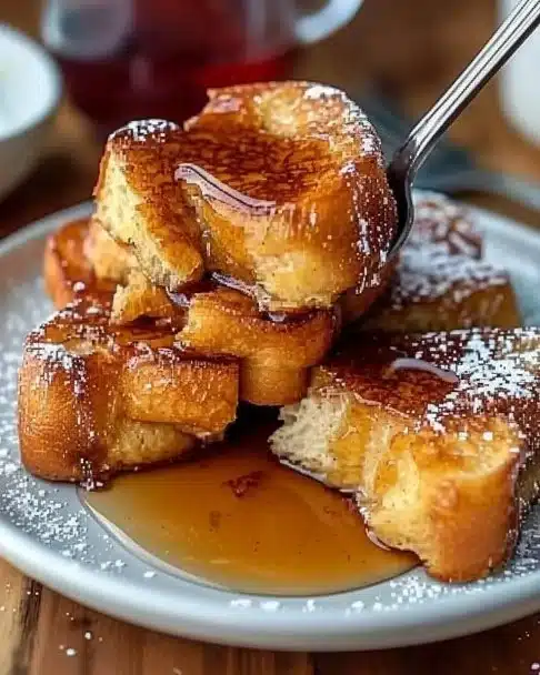 Delicious French Toast Casserole ready to serve at brunch.