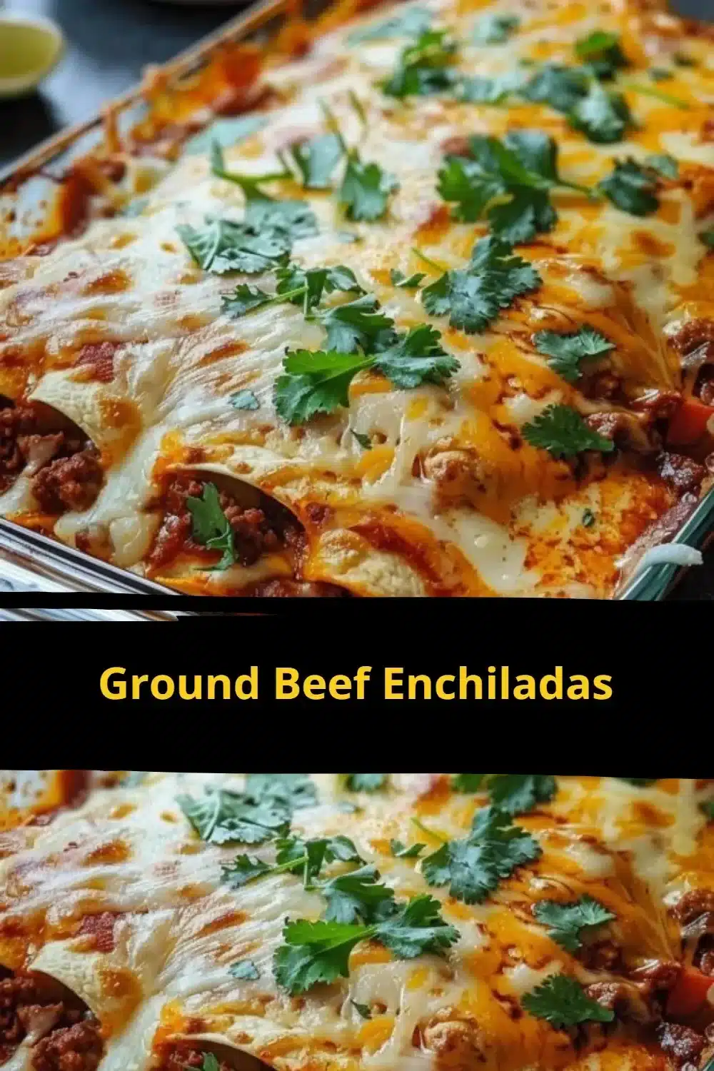Delicious ground beef enchiladas topped with cheese and sauce